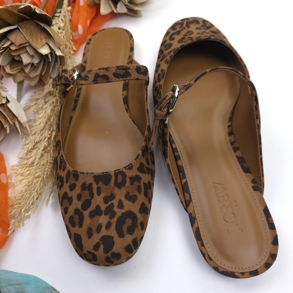 J. Crew Leopard Print Mary-Jane Flats - Brown/Black Sz 7.5m - Picture 4 of 10